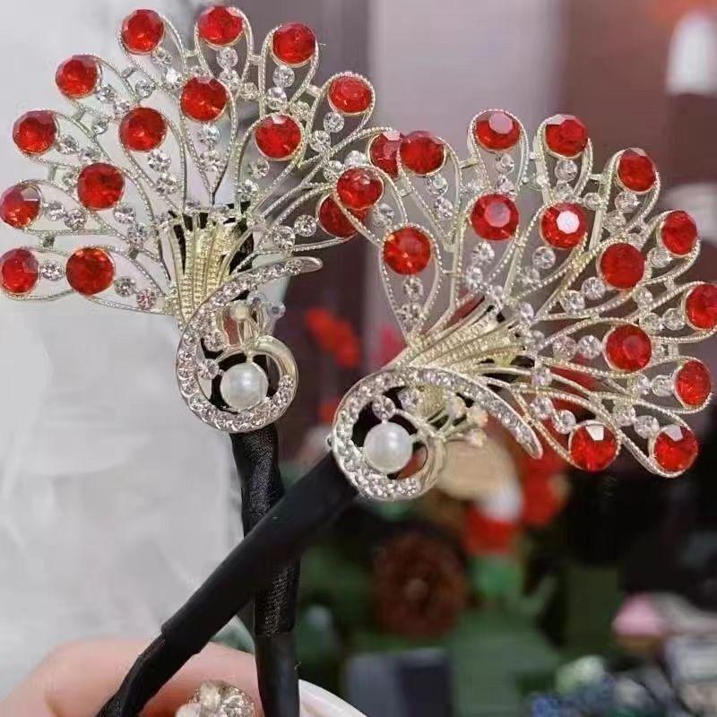 Elegante Retro Pfau Haarnadel Blume Duttspange für Frauen