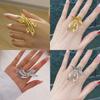 Ancient living phoenix wing ring gold-plated high-end exquisite design wedding decoration