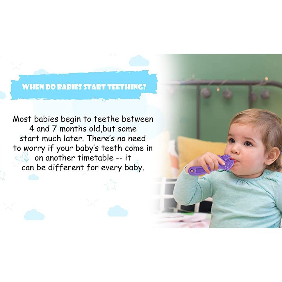 Teething Toys 0-6 Months 6-12 Months - Soothe Babies Sore Gums - BPA Free Silicone - 4 Pack