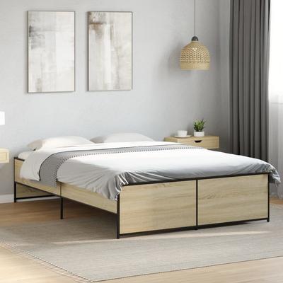 Vidaxl Bed Frame, Sonoma Oak, 140X190 Cm, Wood-Based Material
