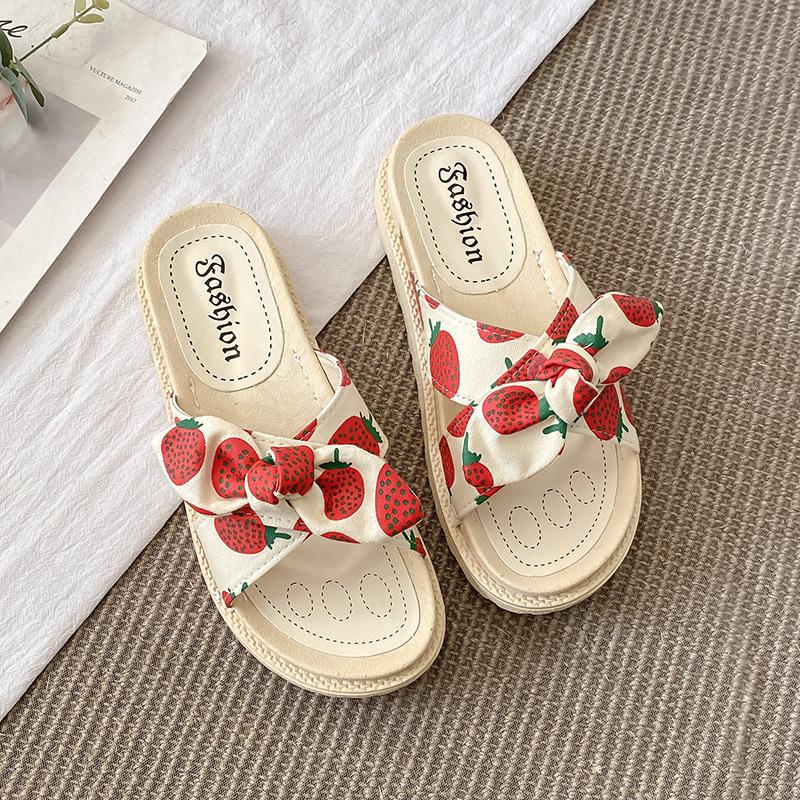 

Новая мода выходить платформа пляжная обувь два способа носить бант крутые тапочки женские летние модные 40 красный