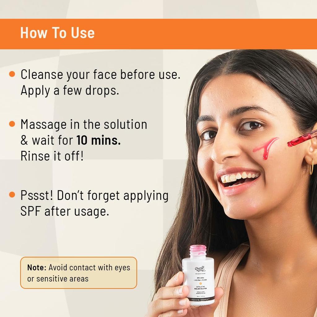 Chemist At Play 26% AHA 2% BHA 4% PHA Peeling Solution For Face Tan Removal 10 Minute Exfoliating Peel 30 Ml