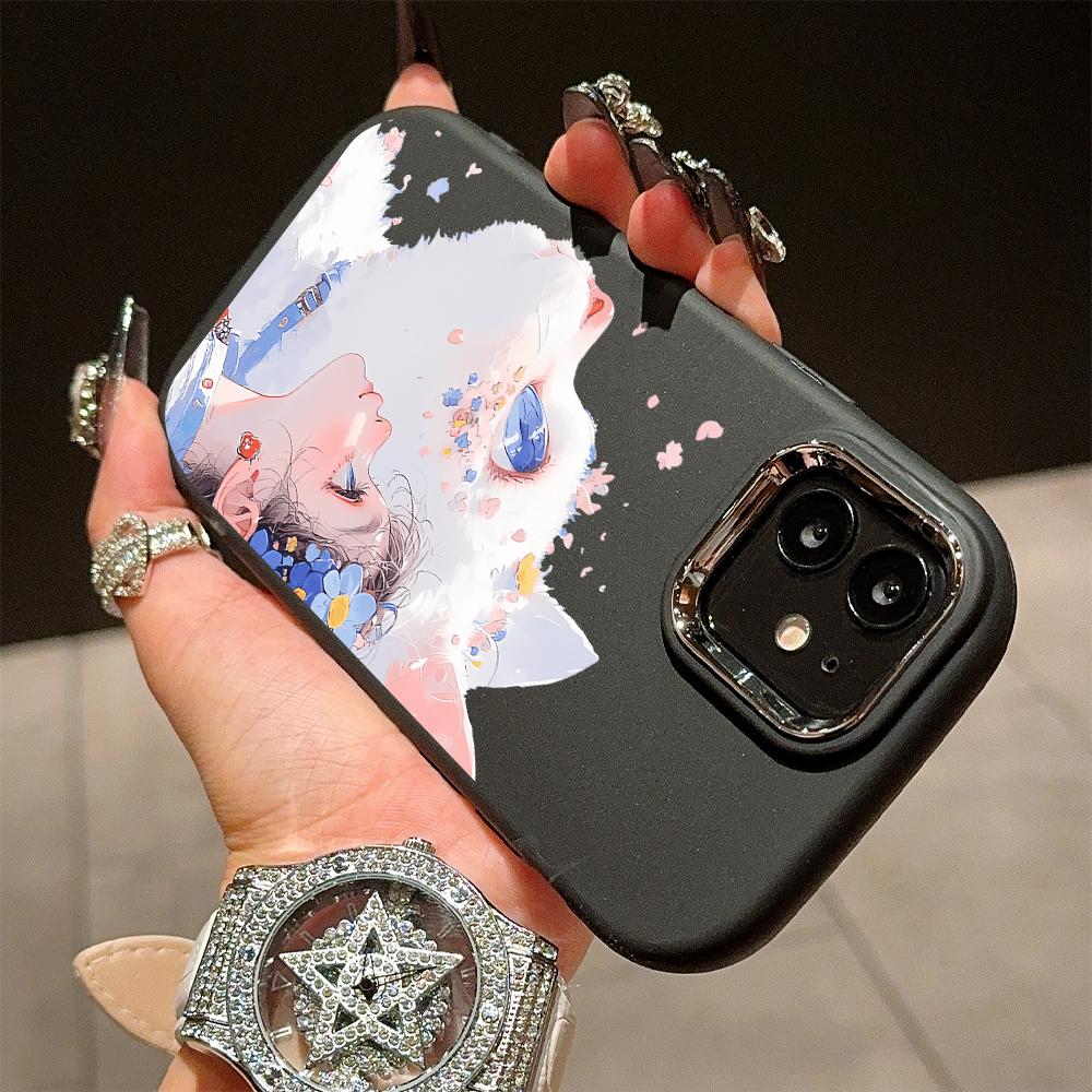 Jednobarevný stříbrný okraj čočky měkký tekutý silikon nárazuvzdorný obal na telefon pro iPhone Samsung Huawei Honor Xiaomi Redmi OPPO Realme Vivo Infinix Tecno