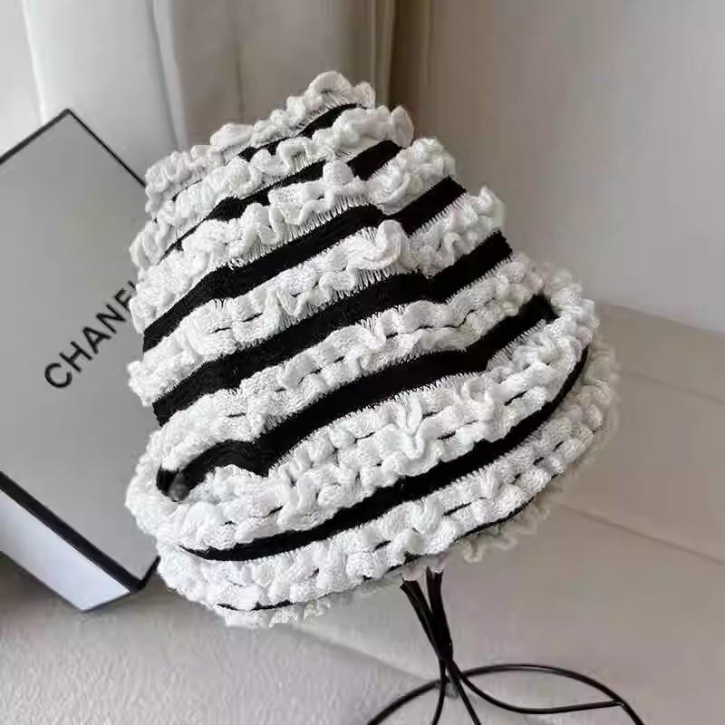

Striped knitted bag head hat female autumn and winter hipster fashion couple versatile temperament pagoda pile hat