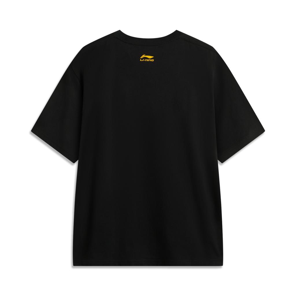 Li Ning X Disney Collaboration Goofy Series Breathable Comfortable Crew Neck Loose Fit Short Sleeve T-Shirt Men T-Shirt Black AHSUA73-2