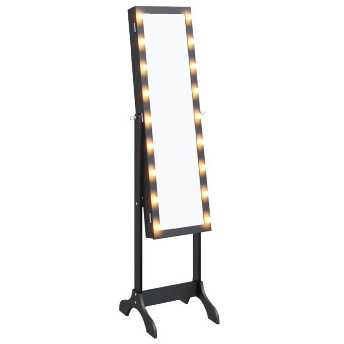 VidaXL White Standing Mirror with Black LED 34x37x146 Cm 351767