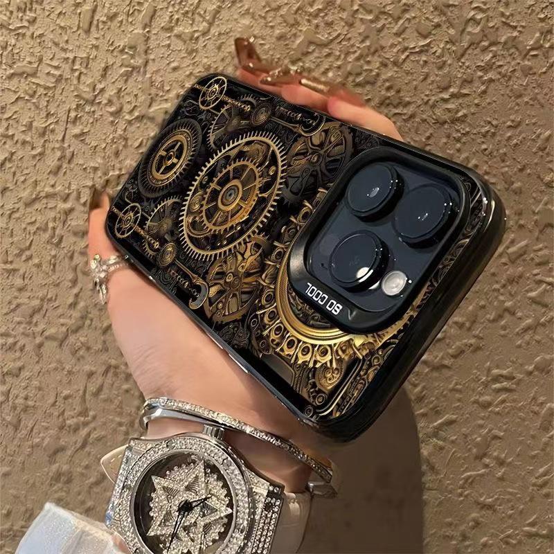 Mechanical Gear Phone Case for iPhone Models: 16 Pro Max, 15 Pro, 14 Pro, 17