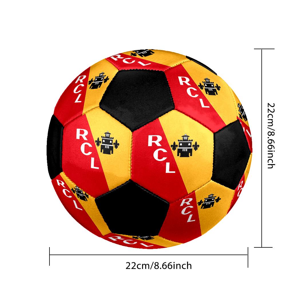 Pallone da Calcio Indoor RC Lens Colorato Per Tutte le Età Misura 5 Cucito a Macchina PVC Pronto per la Competizione Resistente Alta Rimbalzabilità