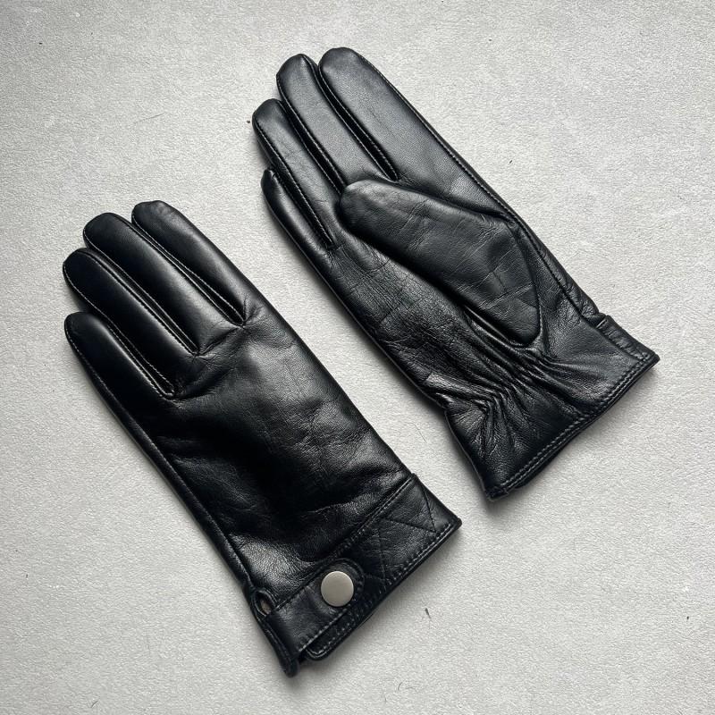 Unisex Goatskin Leather Gloves Wool Lined Touchscreen Winter Warm Motorcycle