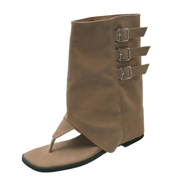 Herringbone toe cool boots women's summer 2025 new versatile flat bottom pinch short trousers summer short boots cool boots women