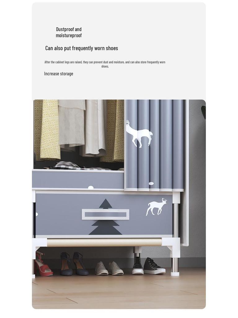 Wardrobe with Dustproof Drawers - Ideal for Rental Rooms