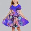 Summer Fashion Polyester Lightweight Cartoon Cute Huntrix Kpop Demon Hunters Printed Girl's Dress Short Sleeved Princess Dress