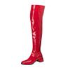 Patent Leather Tall Boots Over Knee Long Boots Pole Dance Boots Square Heel Knight Boots 32-46 Large Size Boots
