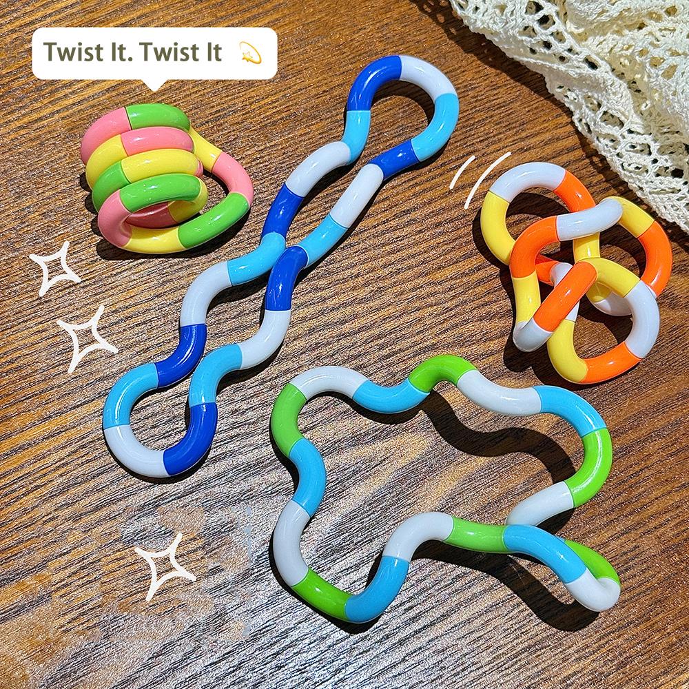 2 Stück Regenbogen Kreis Tangle Seil Verdrehen Fidget Spielzeug - Sensorisch Autismus Therapie Anti Stress Kinder Fidget Spielzeug Jouet Antiestres Niños
