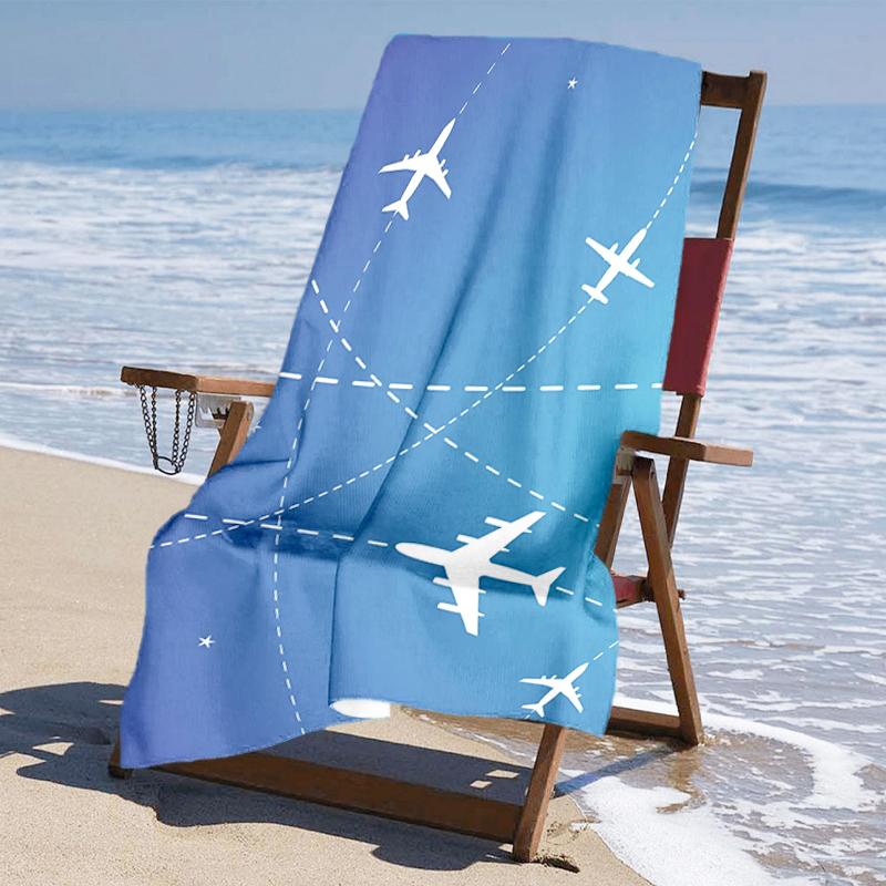Ultra-Soft Beach Towel with Airplane Theme,Ideal for Pool - Camping, Diving - Perfect Travel Essential, Vibrant Beach Towel.