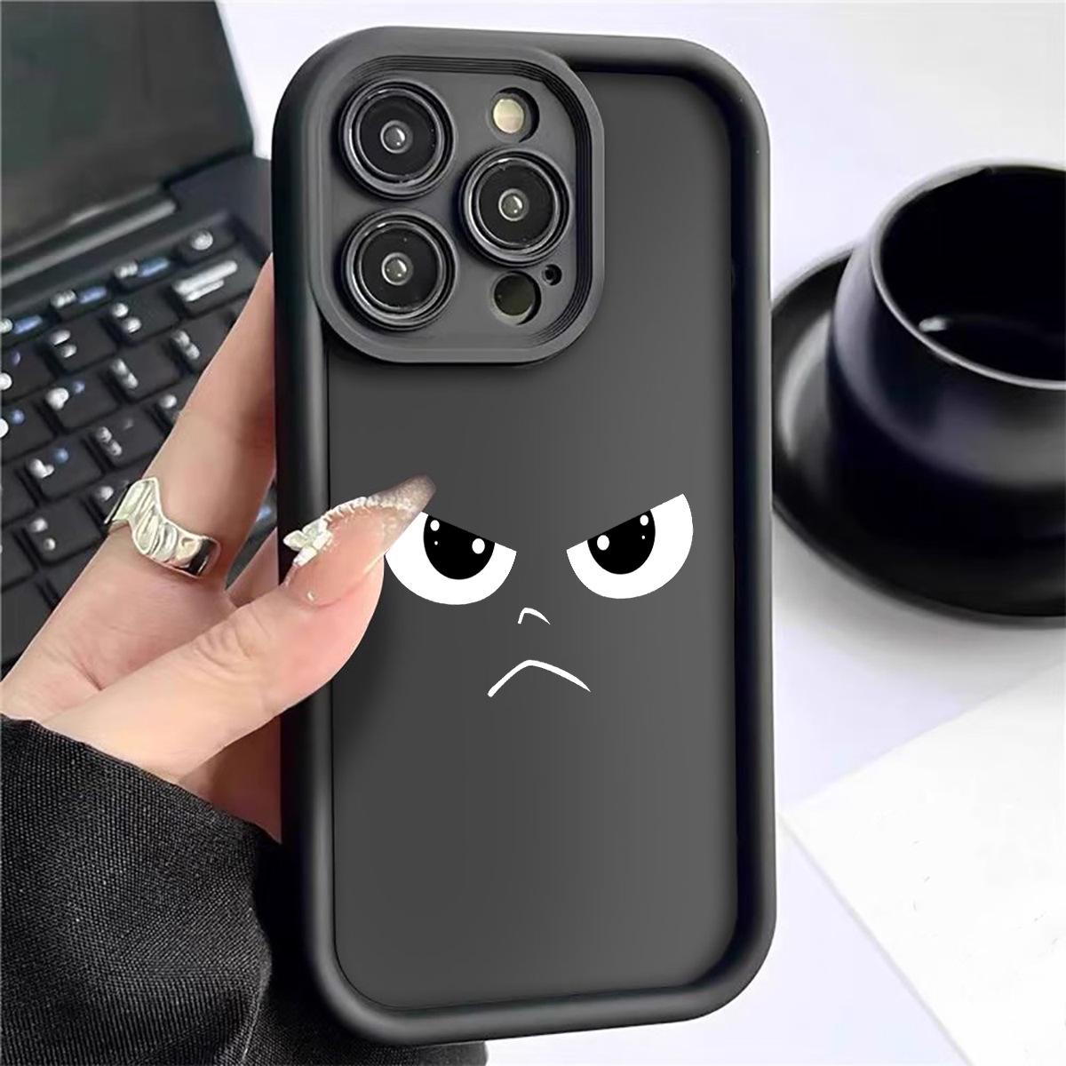 

Черный рифленый чехол из карбида кремния для iPhone 15/16/17 с дизайном в виде смешного лица Galaxy S22 Ultra чёрный