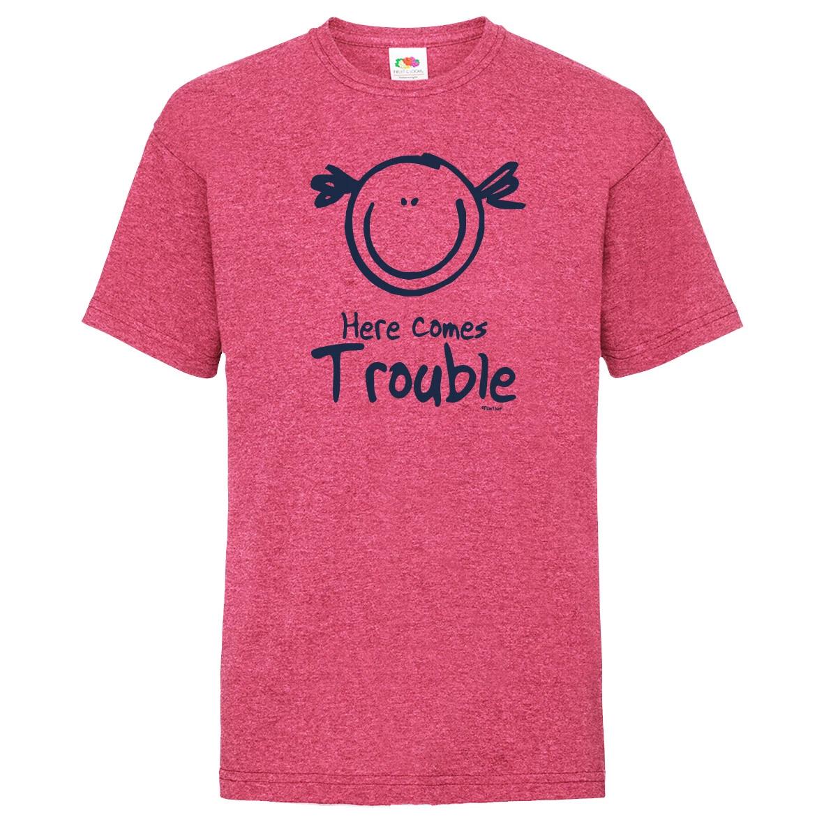 Here Comes Trouble t-shirt girls kids mischief kids clothes Birthday Gift 2XL