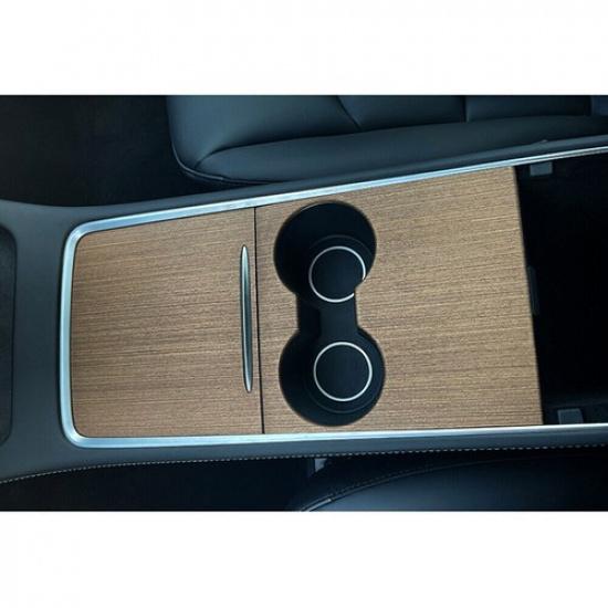 For Tesla Model 3 Y -22 Wood Grain ABS Central Console Panel Cover Trim I