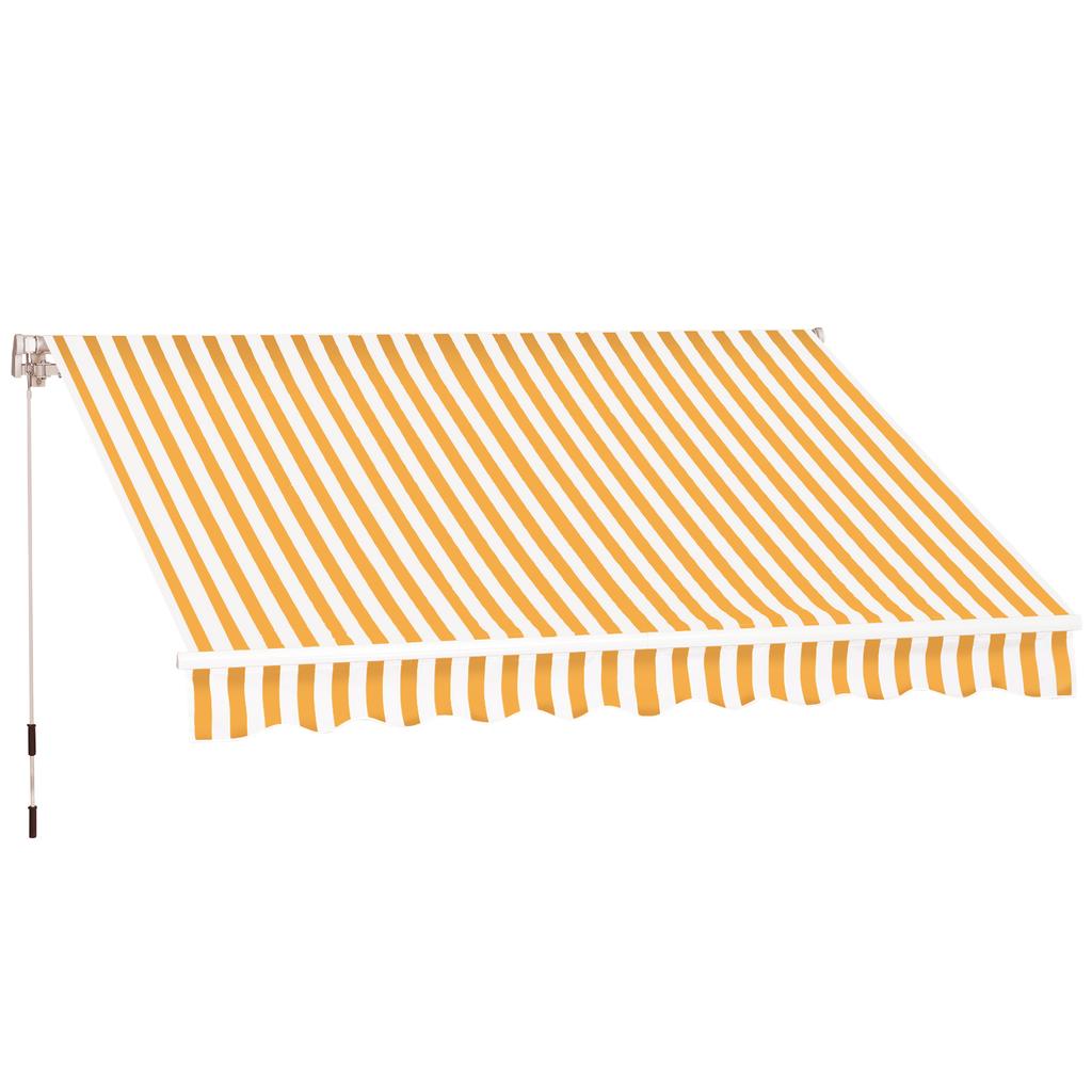 Manual Retractable Awning 295 x 245 cm Outdoor Terrace Awning with Crank, Adjustable Angle 45 degrees-85 degrees