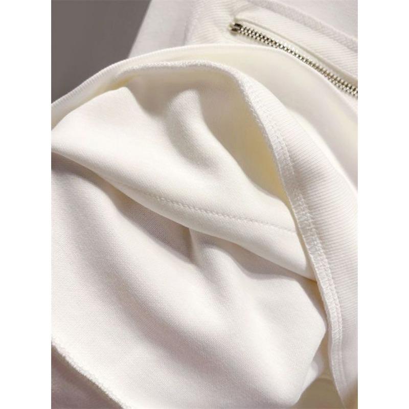 Autumn Round Neck Hoodies Women Loose Zipper Pocket Pullover Sweatshirts Long Sleeve Top