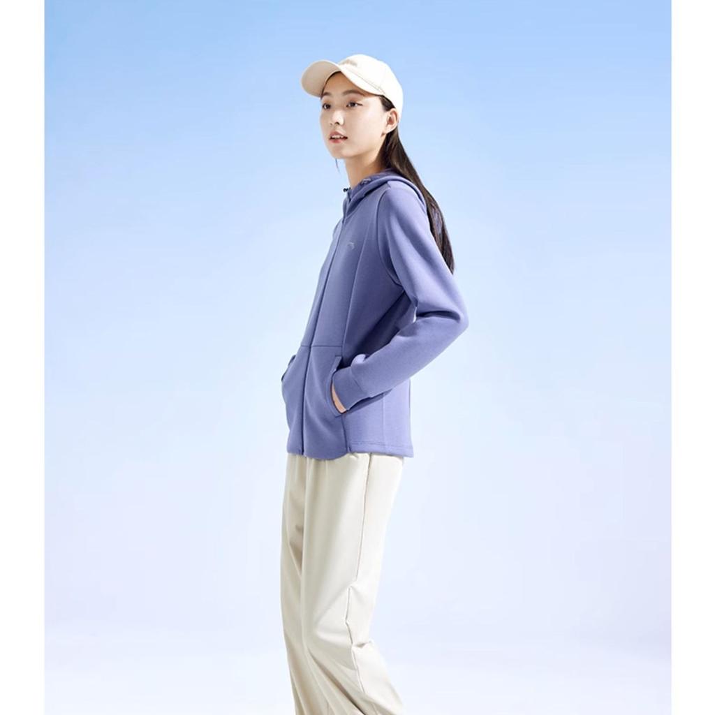 Anta Omfattende treningsserie Ensfarget jakke med glidelås, hette og lange ermer Damejakker Moran-lilla 162337717-2