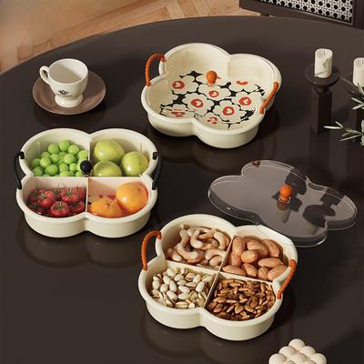 Four-grid Dried Fruit Box Cream Air-dried Fruit Plate Snacks Dried Fruit Candy Snack Plate Living Room Front Desk Fruit Plate Nut Plate