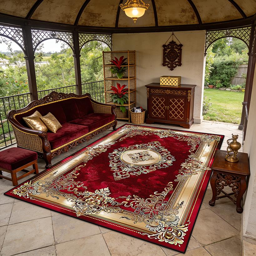 Red European Luxury Fluffy Carpet for Living Room Decoration Bedroom Outdoor Easy Clean Rug Non-slip Short Velvet Sofa Floor Mat