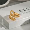 Yori 18K Gold Plated Stainless Steel Curved Minimalist Ring Sleek Everyday Formal Wear with Durable Luxe Shine