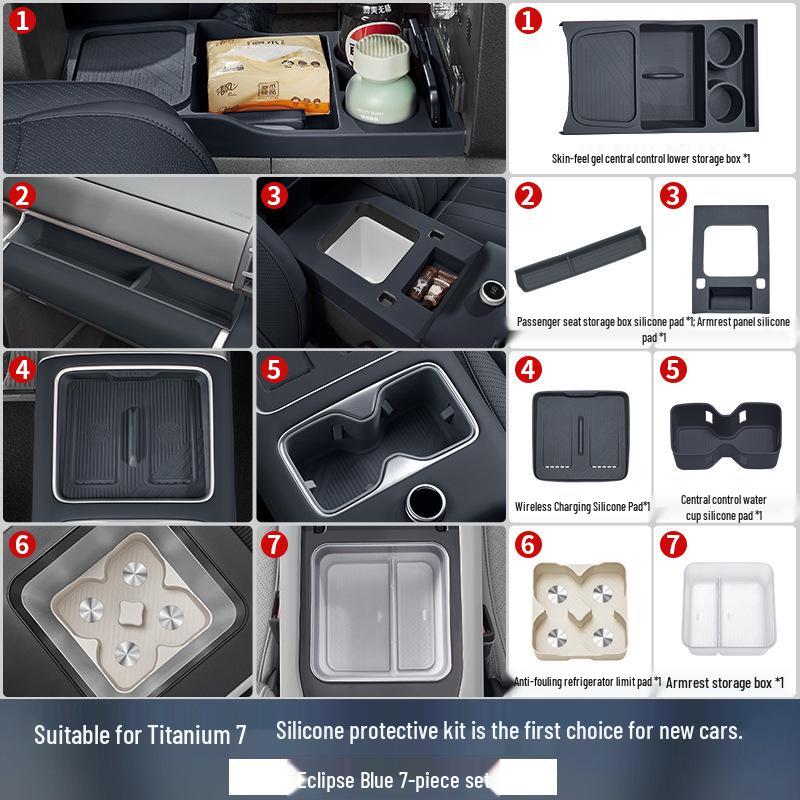 BYD Leopard 7 Silicone Center Console Storage Box with Partition Privacy Cover