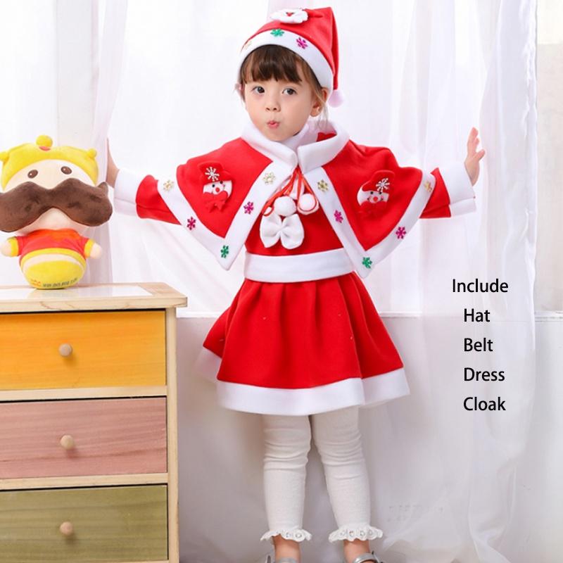 Christmas Kid Santa Claus Cosplay Costume Boy Girl Xmas Party Fancy Outfit Dress