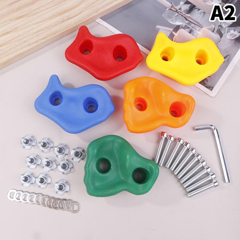5Pcs Double Hole Plastic Rock Climbing Holds Toys For Boys Games Child Wood Wall Climbing Stones Random Color Outdoor Sports Toy