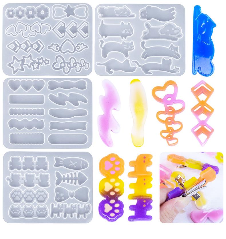 2Pcs Diy Dropper Animal Series Hair Clip Silicone Mold, Kitten Earrings Pendant, Earring Mold