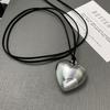 Big Heart Pendant Necklace Adjustable Knotted Lace Choker Neck Tie Chain Jewelry Elegant Clavicle Chain Necklace