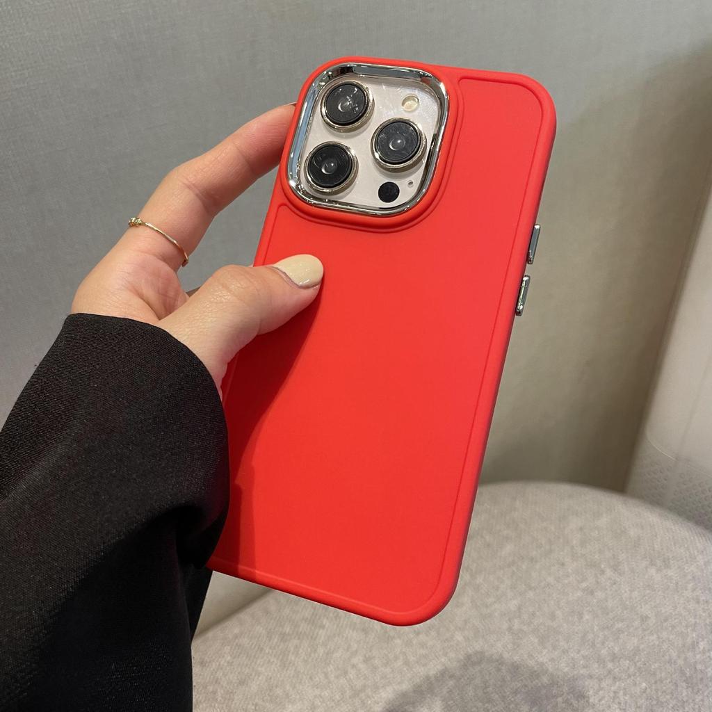 Solid Color Simple Electroplating Frame Is Suitable for Apple 14Ppromax Mobile Phone Case iPhone13 Matte 12 Anti-drop 11 Soft