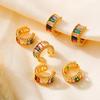 Creative Micro-inlaid Colored Glass Stone Without Ear Holes, Ear Bone Clip Retro Personality Trend Copper Material Ear Jewelry Women