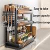 Multifunctional 3-Tier Carbon Steel Kitchen Storage Rack
