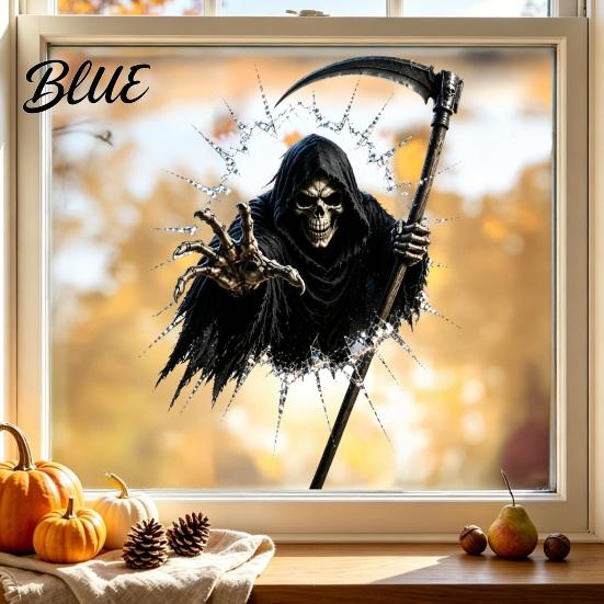Ghostly Theme Window Art Halloween Stickers Removable Static Cling Decals with Pumpkin Ghost Witch Non Adhesive Clings Patterns Scary Atmosphere