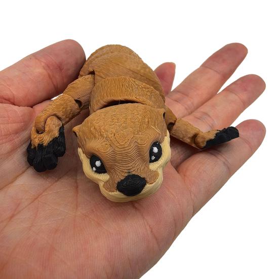 3D Printed Otter Toy Articulated Otter Figurine Flexible Animal Figure Stress Relief Fidget Toy for Home Office Decor