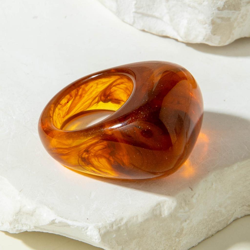 Accessories Geometric Punk Style Retro Ring, Glossy Acrylic Ring Ring Wholesale