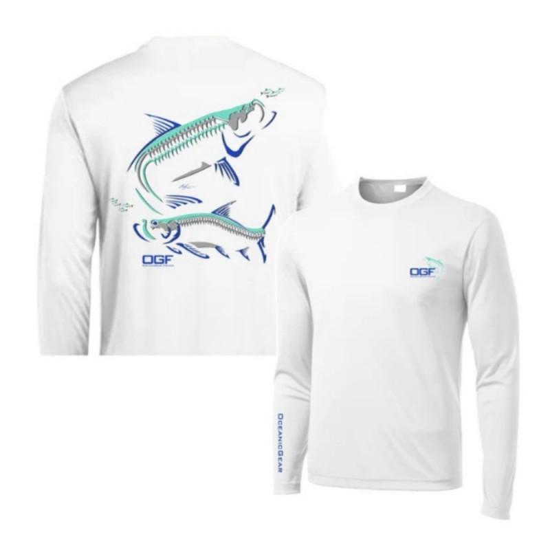 Mens Quick-Dry UV Protection Fishing T-Shirt Long Sleeve Round Neck Summer Outdoor Angling Sports