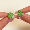Simple Cat's Eye Stone Ear Stud Sweet Friendship Earrings Creative Four-leaf Clover Earrings  Girl