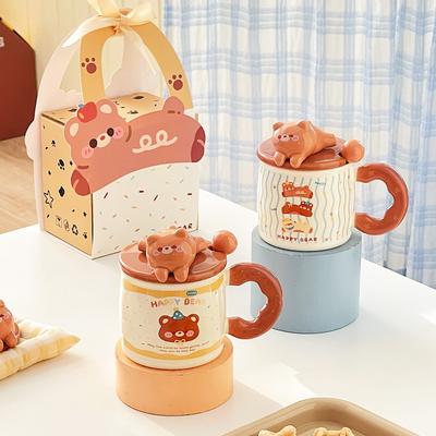 Cute Little Bear Mug High Appearance Level Ceramic Cup Design Sense Breakfast Cup Milk Cup  Gift Box As A Souvenir