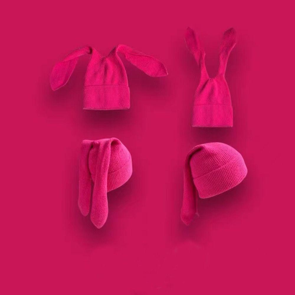 Winter Warm Earflap Hat Long Ears Rabbit Pullover Hat Cute Beanies Caps Women