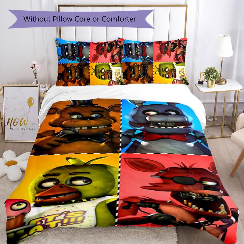 Freddy Bear 3pcs Bedding Set Duvet Cover Closure Includes 1 Duvet Cover & 2 Pillowcases for All Seasons Bedroom Home Dorm Decor