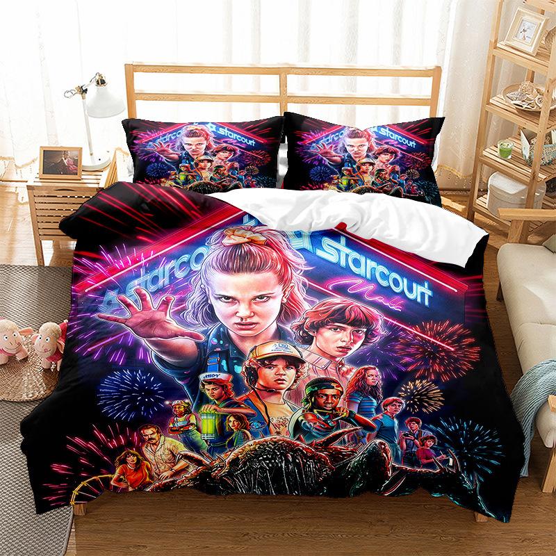 Three-Piece Home Textile Quilt Cover Four-Piece Stranger Things 3D Digital Printing Quilt Cover Pillowcase Bedding