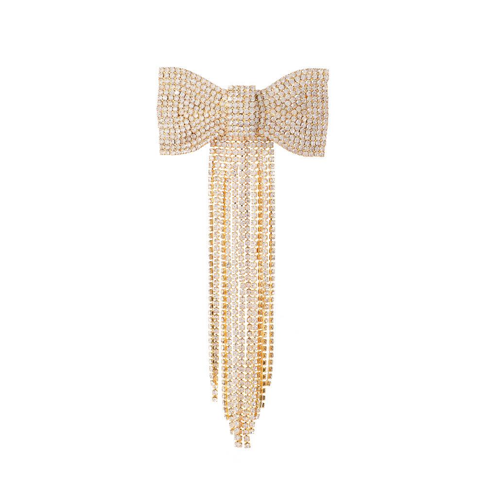 Rhinestone Bow Tassel Hair Clip - Elegant Luxury Women's Accessory