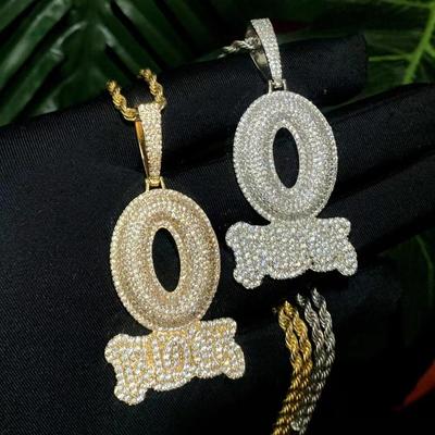 European and American Fashion Letter Pendant Necklace Inlaid with Zircon Hip-hop Trend Pendant Copper Necklace Accessory Gift