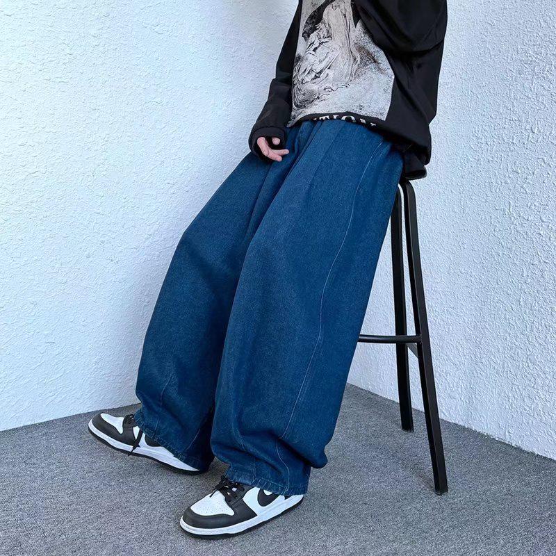 Men's Autumn/Winter Trendy Wide-Leg Jeans - Handsome Loose-Fit Japanese Retro Harem Style Casual Pants.