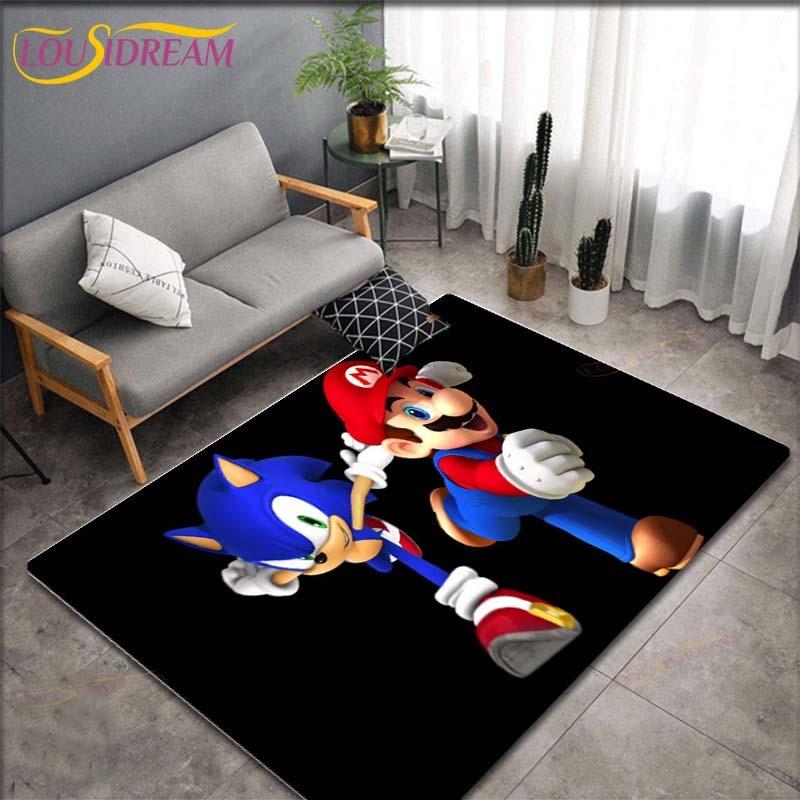 Tapetes com Padrão Anime Mario Bros para Sala de Estar Tapete de Área Antiderrapante Tapetes para Quarto de Crianças Tapete de Yoga Tapete Grande Decoração