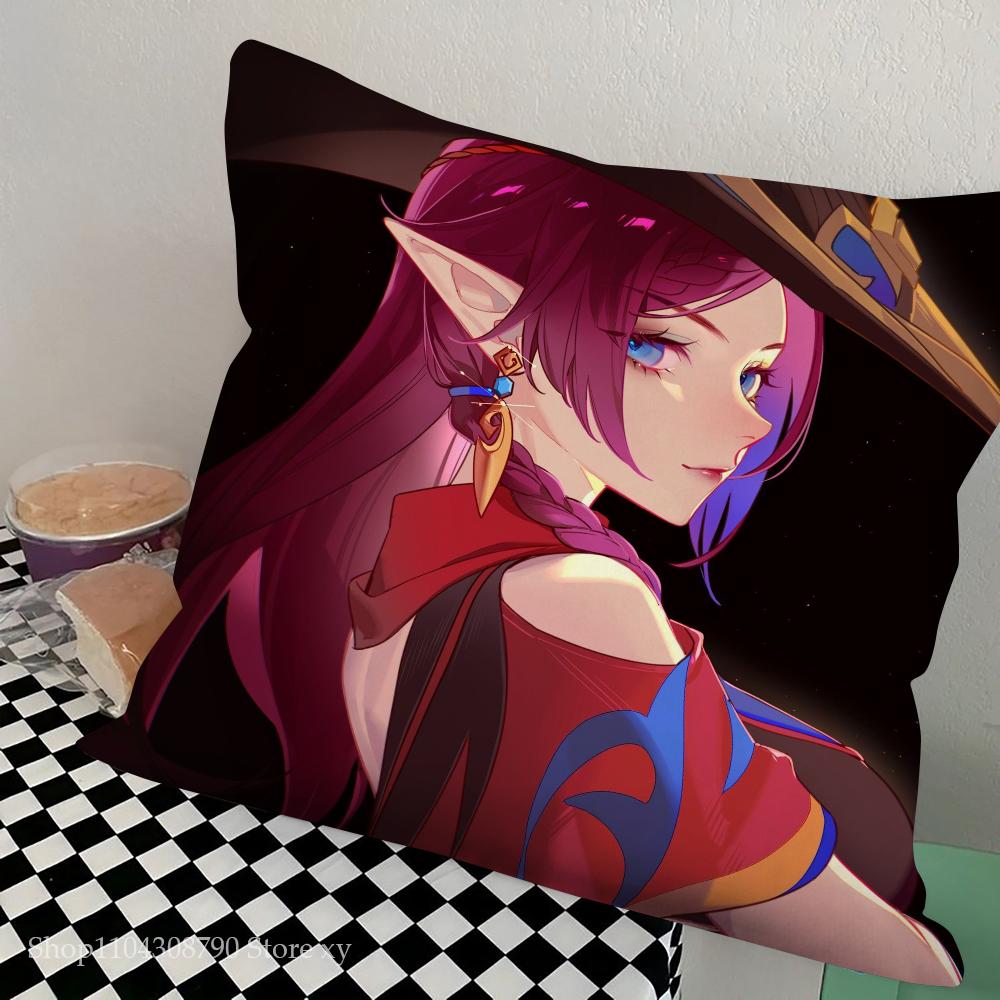 Game Genshin Impact Chasca Pillow Case Square Pillow Bedroom Sofa Leisure Comfort Cushion Car Living Room Home Decoration